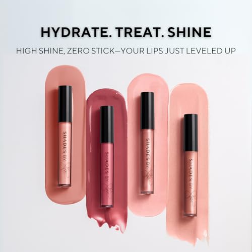 Shades By Shan Lip Gloss, High Shine Non-Sticky Formula, Anti-Aging with Squalane and Vitamin E, Pink (Shanpagne, Full Size)