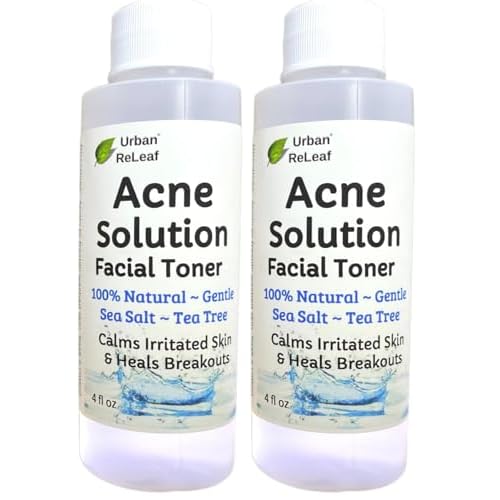 Urban ReLeaf Acne Solution Facial Toner! Sea Salt & Tea Tree. Soothe Skin, Calm breakouts. 4 oz. Gentle Effective. 100% Natural & Soothing. Reduce The Appearance of pores. (Pack of 2)