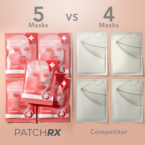 Collagen Face Mask (5 Pack) - Hydrating Sheet Masks for Women - Bio-Collagen Real Deep Mask - Anti Aging Face Mask for Wrinkles