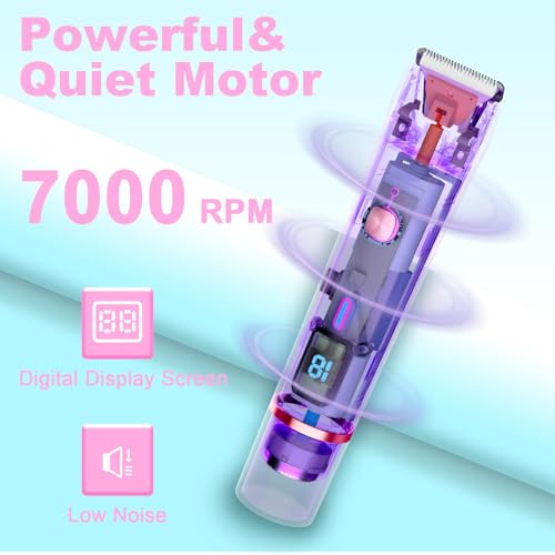Bikini Trimmer for Women, 2 in 1 Electric Razors for Women Pubic Hair, IPX7 Waterproof Dual Head Bikini Shaver with LED Display, Rechargeable Electric Trimmer (Blue)