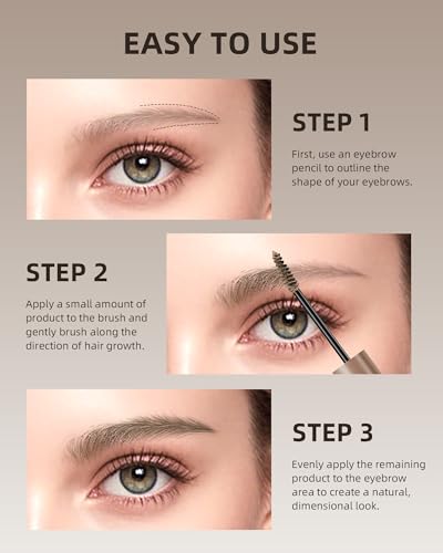 Waterproof Tinted Eyebrow Gel 2Pc Set - 24H Long Lasting Brow Filler