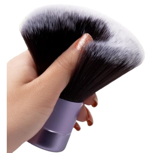 Luxurious and Very Large Soft Fluffy Powder Brush, Spray Tan Finishing Powder Tool, Large Kabuki Brush, Multipurpose Face and Body Barber and Beauty Brush, Large Kabuki Brush by BevyGold (Violet)