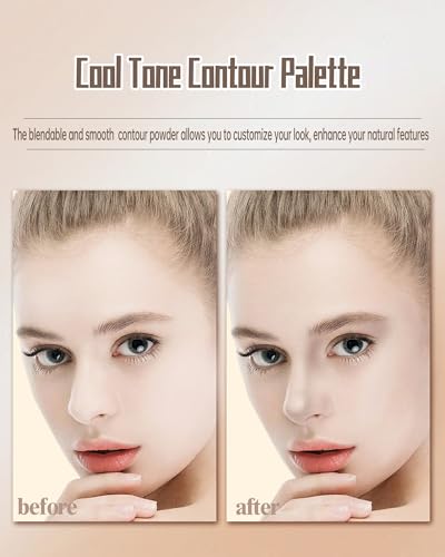 Cool Toned Contour Palette - Matte Face Sculpting Powder with Brush