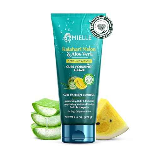 Mielle Curl Forming Glaze - Kalahari Melon & Aloe Vera Deep Hydration Styling Gel for Dry, Curly and Textured Hair - Enhances Curl Definition with Long-Lasting Hold & Shine (7.5oz)