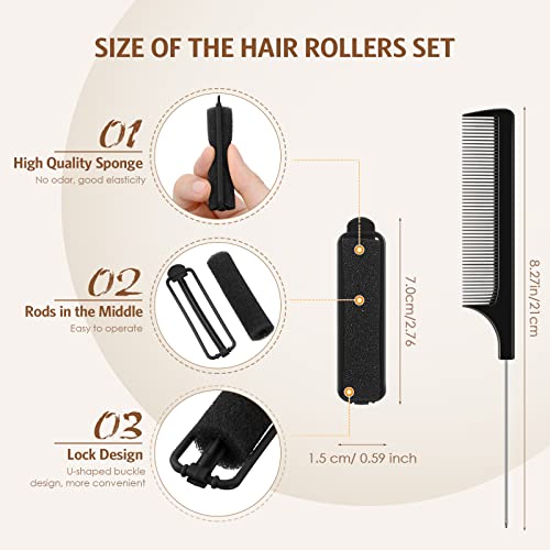 Syhood 42 Pcs Foam Sponge Hair Rollers with Rat Tail Comb
