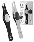 CoCo's Facial Hair Tweezers - Slant Tip Eyebrow Tweezers Silver/Black