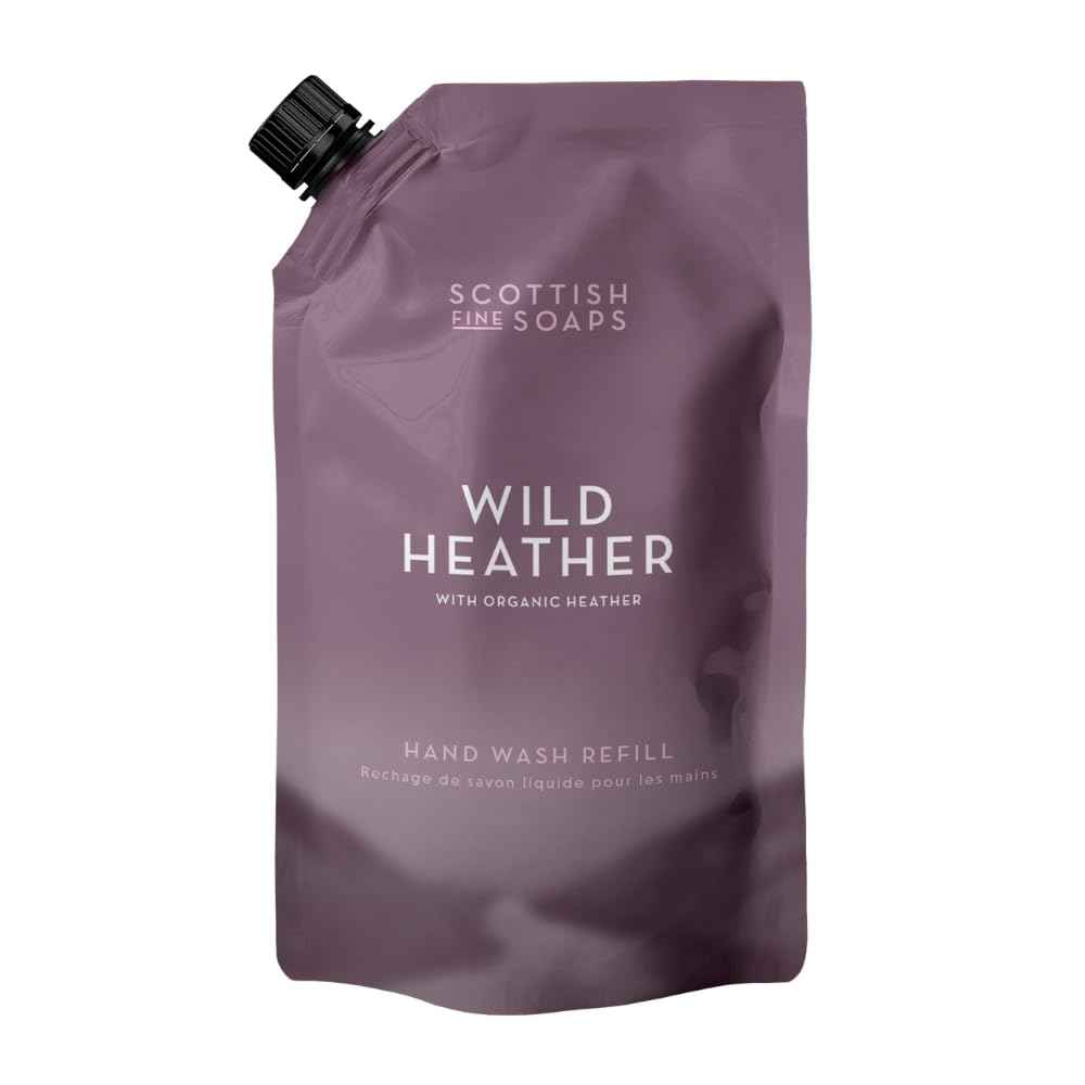 Scottish Fine Soaps Wild Heather Hand Wash Refill, Organic Heather Extract, Paraben-Free, Premium Beauty Collection, 1.2 Litre Pouch
