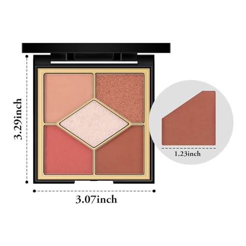 Boobeen 5-Color Eyeshadow Palette - Neutral Brown Matte & Shimmer