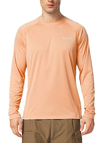 BALEAF Men's Sun Protection Shirts UV SPF T-Shirts UPF 50+ Long Sleeve Rash Guard Fishing Running Quick Dry Light Pink Size S