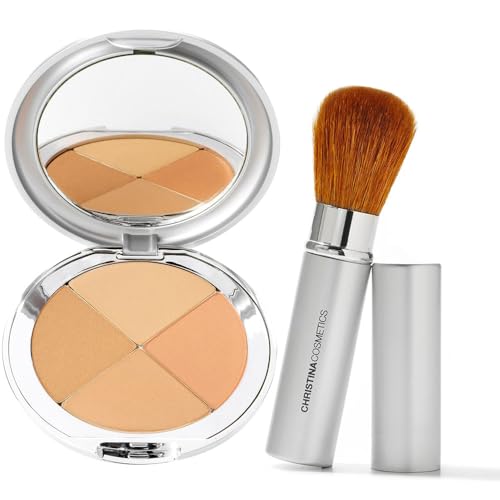 Christina Cosmetics Perfect Pigment 2 Compact & Retractable Brush ? The One Minute Miracle Makeup | 8-in-1 Mineral Foundation, Concealer, Corrector, Eyeshadow, Blush, Bronzer, Highlighter & Contour.