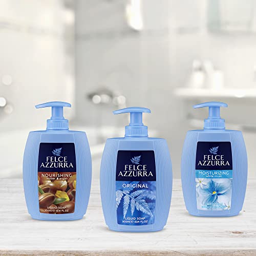 Felce Azzurra Amber And Argan - Nourishing Essence Liquid Soap - Formula Rich In Argan Extract - Gently Cleanses The Skin - Respects Its Natural Balance - Suitable For Hands And Face - 10.14 Oz