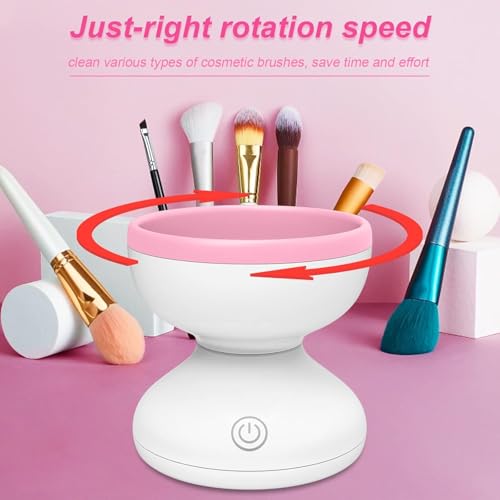 Electric Makeup Brush Cleaner & Dryer Machine - Portable Pink