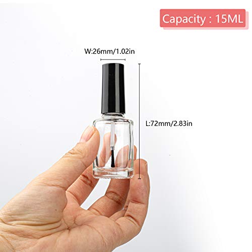 20PCS Empty Nail Polish Bottles 15ML Clear Glass Refillable