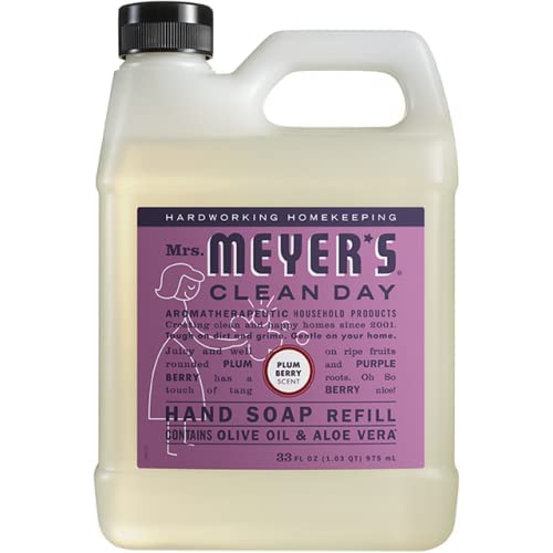 Meyers Mrs Clean Day Liquid Hand Soap Refill Variety Pack, 1 Rain Water, 1 Oat Blossom, 1 Plum Berry, 33 FL OZ (3 CT)