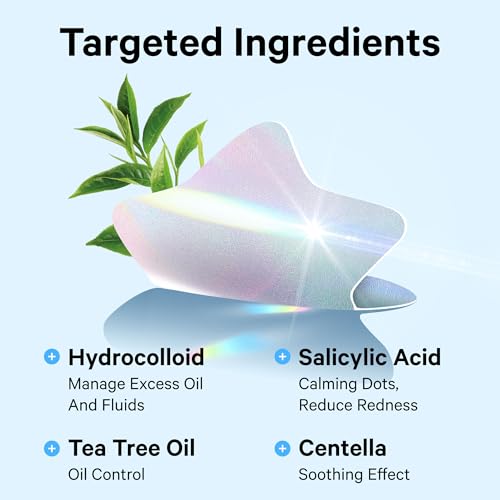 48 Pack Hologram Blue Star & Cloud Acne Pimple Patches with Salicylic Acid — Fun Hydrocolloid Blemish Covers