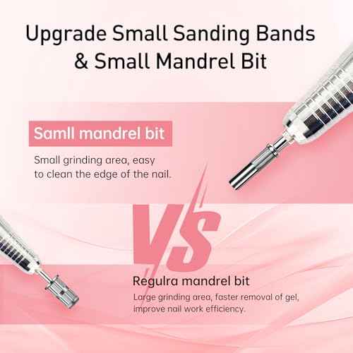 Small Sanding Bands Nail Drill Bits, Corfulra 200PCS Sanding Bands for Nail Drill with 2 3.1mm Mandrel bits, 150 Fine Grit Nail File for Acrylic Nails Gel Manicures and Pedicure, Purple