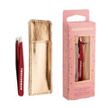 Tweezerman Vintage Rose Mini Slant Tweezer with Case - Eyebrow Tweezers for Women and Men