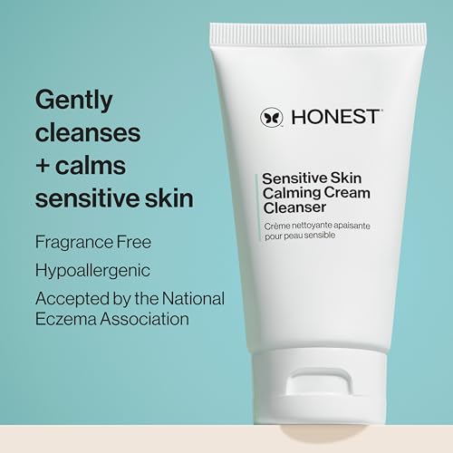 Honest Beauty Sensitive Skin Bundle | Daily Calm Lightweight Moisturizer + Foaming Cream Cleanser | Hydrates + Calms Skin | Hypoallergenic, Fragrance Free, Vegan | 1.7 fl oz, 4 fl oz