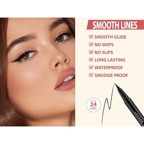 LAVONE Hair-Like Eyebrow Pen Makeup kit, Eyebrow Pencils for Women with Waterproof Microblading Eyebrow Pencil, Eyebrow Pomade, Eyeliner and Eyebrow Brush, Create Full, Natural Brows, Dark Brown