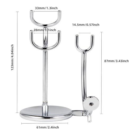 Grandslam Razor & Brush Stand with Double Stainless Steel Bowl Set for Shave Soap, Safety & Straight Razors, Silver