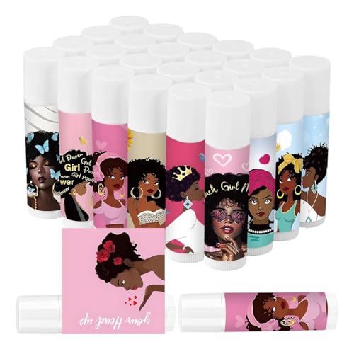 50 Pack African American Lip Balm Bulk African American Valentine's Day Gifts for Women Black Girl Inspirational Lip Balm Black History Lip Care Favors for Commemoration Juneteenth Freedom