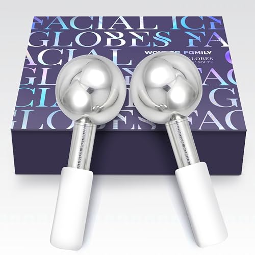 Ice Globes for Face - Ice Roller for Face & Puffy Eyes - Ice Face Roller - Cryo Sticks for Face Beauty - Face Ice Roller for Eyes - Facial Ice Globes for Facials - Cryotherapy Silver Facial Globes