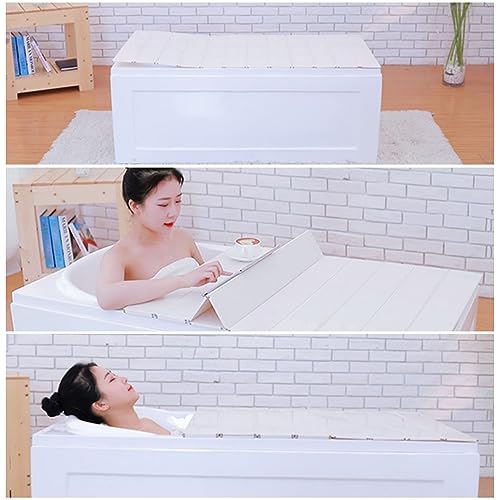 Foldable Bathtub Cover, Bath Tub Tray Waterproof, Folding Bath Covers Insulation Table Dust Board, PVC Shutter Bath Lid Plate Fits Most Tubs for Bathroom Shower (White, 59¡¿27.6¡¿0.3in)