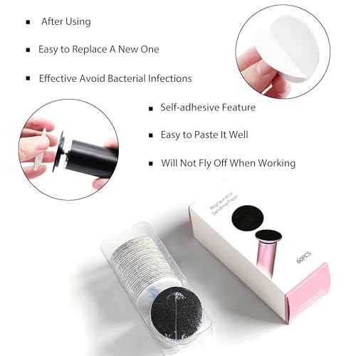 60 Pieces Replacement Sandpaper Discs for Electric Foot File Callus Remover Machine Foot Hard Dead Skin Removal(Smooth 100 Grit)