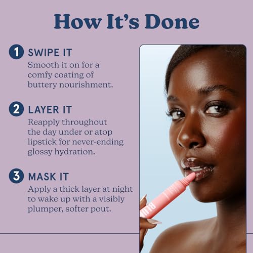 Blume Tri-Peptide Bubblegum Pink Tinted Lip Balm - Superbalm Lip Moisturizer with Shea Butter and Squalane to Deeply Hydrate & Heal Dry, Cracked Lips - Cruelty Free & Vegan Lip Plumper (0.4 Fl Oz)
