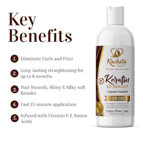 Kachita Spell 3D Hight Bright Keratin Brazilian Keratin Treatment Chocolate Smoothing Treatment, Blowout Straightening and Smooths System for Damaged and Dry Hair 1L Professional Results