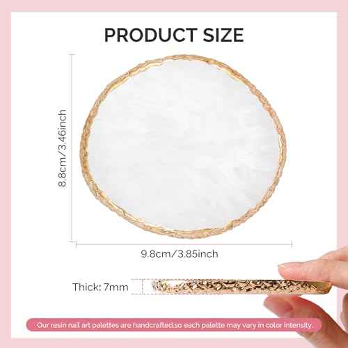 MelodySusie 1PC Round Shape Resin Nail Art Palette, Professional Color Mixing Board for Gel Polish, Acrylics, Pigment Blending, Salon and DIY Makeup Artist Tool, White