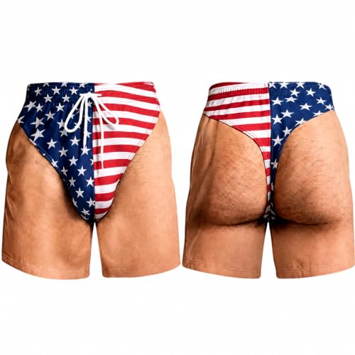 Men's Patriotic Swim Trunks - Quick Dry Beach Shorts