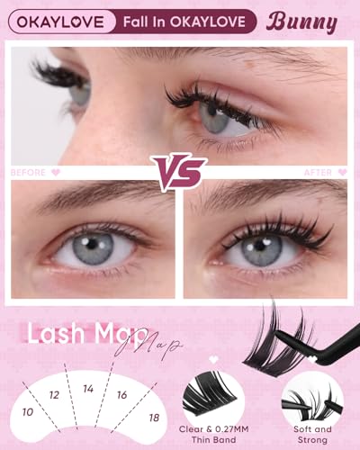 OKAYLOVE Bunny Manga Lash Clusters 8-18mm Wispy