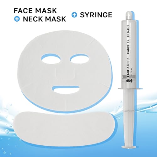 Name Skin Care Korean Carboxy CO2 Therapy Face & Neck Mask Set of 2 - Hydrating Oxygen Carboxytherapy Skincare Sheet Masks - Moisturizing Anti Aging Pore Tightening Brightening Facial Treatment Gel