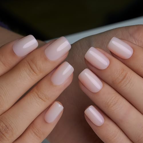 CurvLife Press On Nails Short Square French Tip Soft Gel