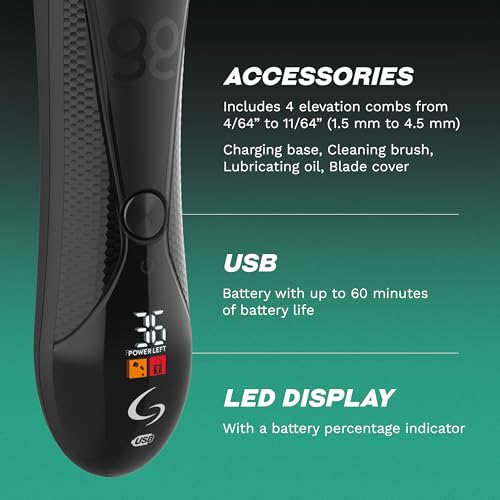 GA.MA Italy Eggo Body Trimmer for Men, Ceramic Blade for Sensitive Areas, LED Light, USB Rechargeable, 5600?RPM, Cordless Full Body Groomer with Guide Combs