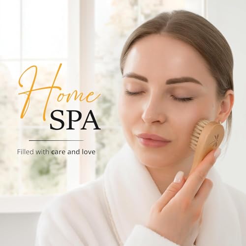 Belula Boar Bristle Dry Brush Set with Face Brush & Gloves