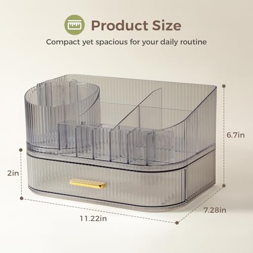 Delamu Rotating Makeup Organizer countertop, Brush Holder for Vanity,