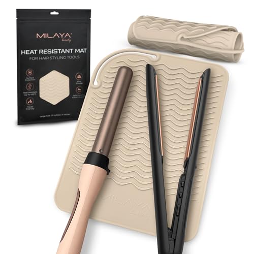 Milaya Heat Resistant Silicone Mat for Hair Tools | 450F