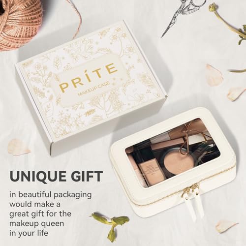 Prite Clear Makeup Bag - Waterproof Vegan Leather Organizer