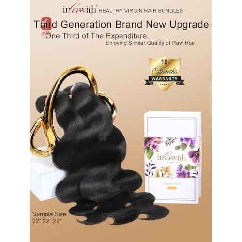 inlovwith Body Wave Bundles Human Hair, 100% Unprocessed Brazilian Virgin Hair, Selected Healthy Human Hair Bundles for Women(3 Bundles, 20 22 24 Inches)