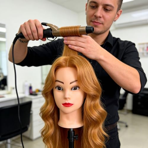 28" Light Auburn Hair Mannequin Head for Styling & Braiding