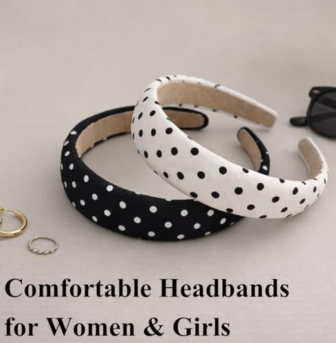 Polka Dot Headbands for Women Non-Slip Wide 1 inch 2PC