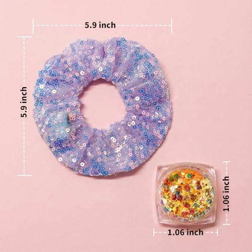 LED Light Up Hair Scrunchies & Glow-in-the-Dark Body Glitter Set for Parties