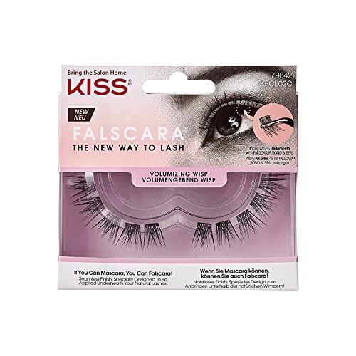 KISS Falscara DIY Eyelash Extension Volumizing Wisps - Featherlight Synthetic Reusable Artificial Eyelashes Pack of 10 Mini Lash Clusters for that Authentic Eyelash Extension Look