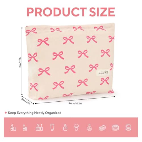 Floral Makeup Bag with Pink Bow – Large Cosmetic Organizer