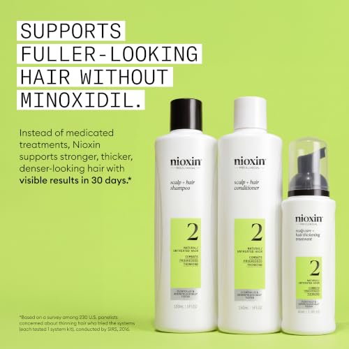 Nioxin System 2 Scalp Care & Hair Thickening Kit for Natural Progressed Thinning – 3 Month Supply