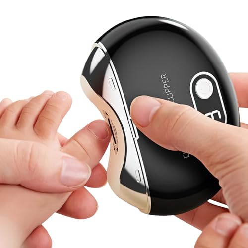 Automatic Electric Nail Clipper with LCD Display - 3-Speed USB Rechargeable Safety Nail Clippers for Kids & Babies (Black)