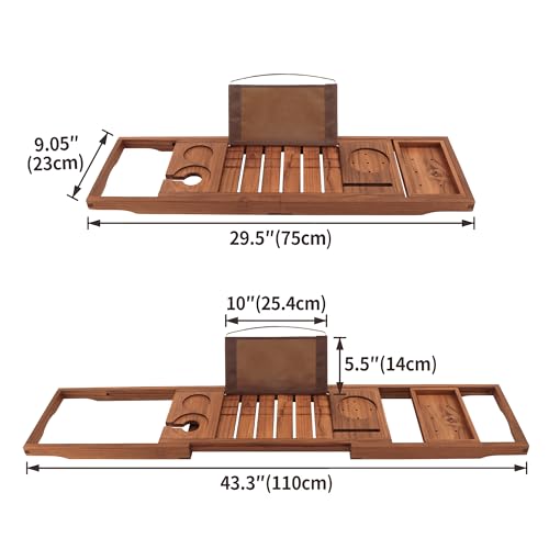 Premium Teak Bathtub Tray with Wine Glass Holder & Book Stand