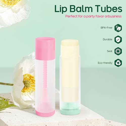 50Pcs Lip Balm Tubes Empty 5.5ml(0.18 oz)- BPA Free Twist-Up Containers with Color Caps, Leak-Proof DIY Lip Balm, for Homemade Lipstick, Mix Color Cap